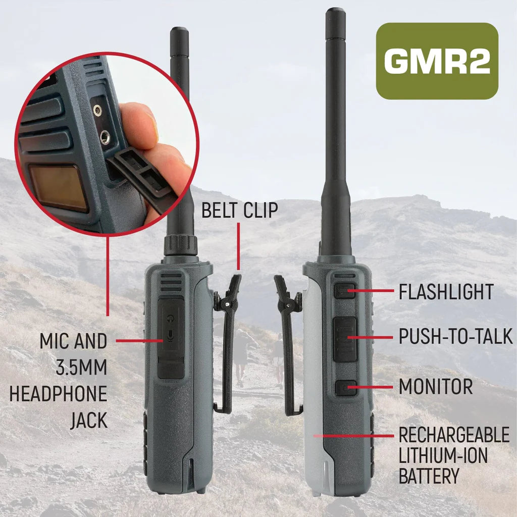 BUNDLE - Rugged GMR2 GMRS and FRS Two Way Handheld Radio with Hand Mic