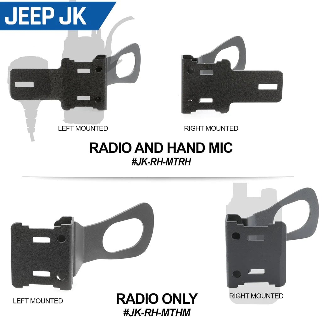 Handheld Radio Grab Bar Mount for Jeep JK JKU and JL - Fits R1 / V3 / GMR2 / RH-5R radios