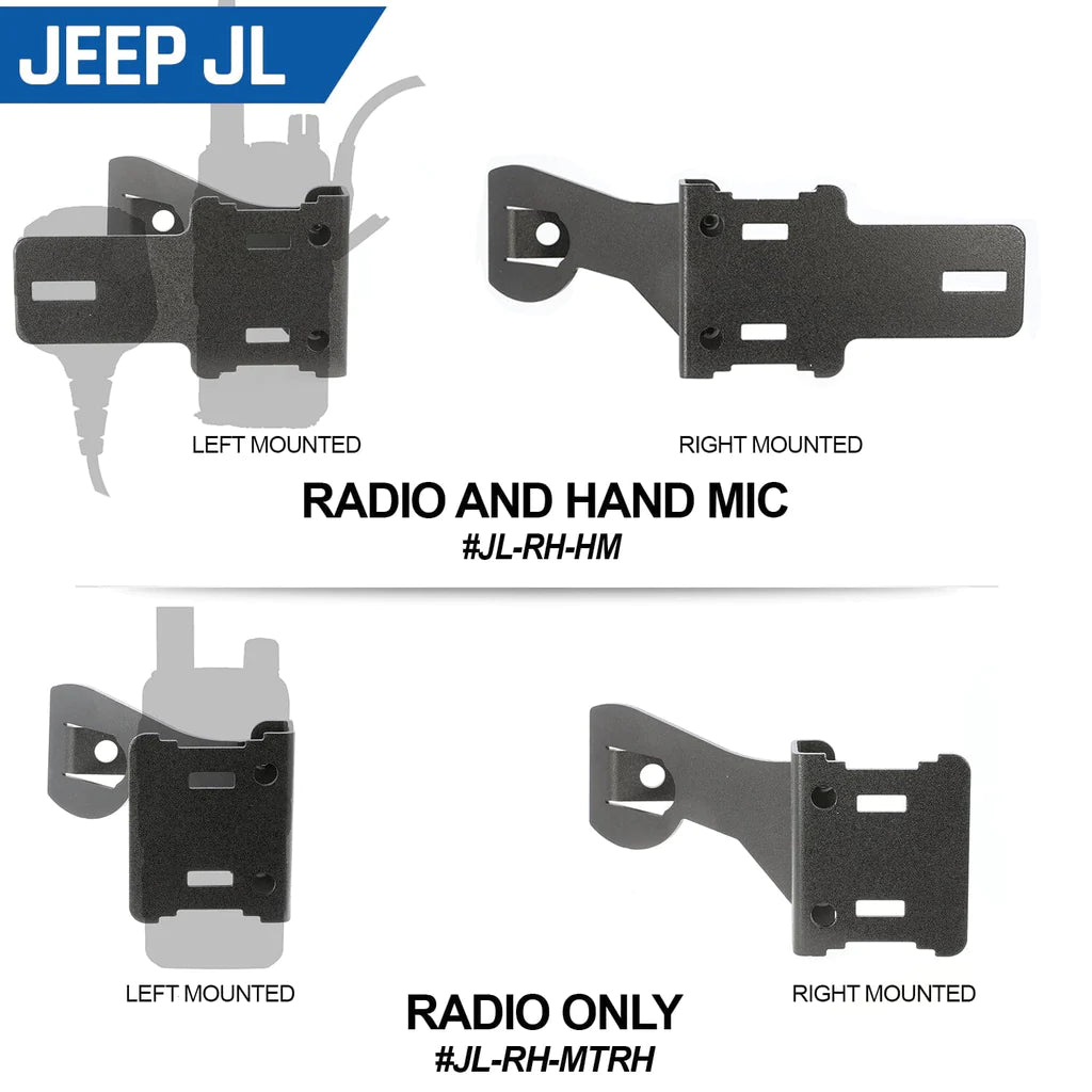 Handheld Radio Grab Bar Mount for Jeep JK JKU and JL - Fits R1 / V3 / GMR2 / RH-5R radios