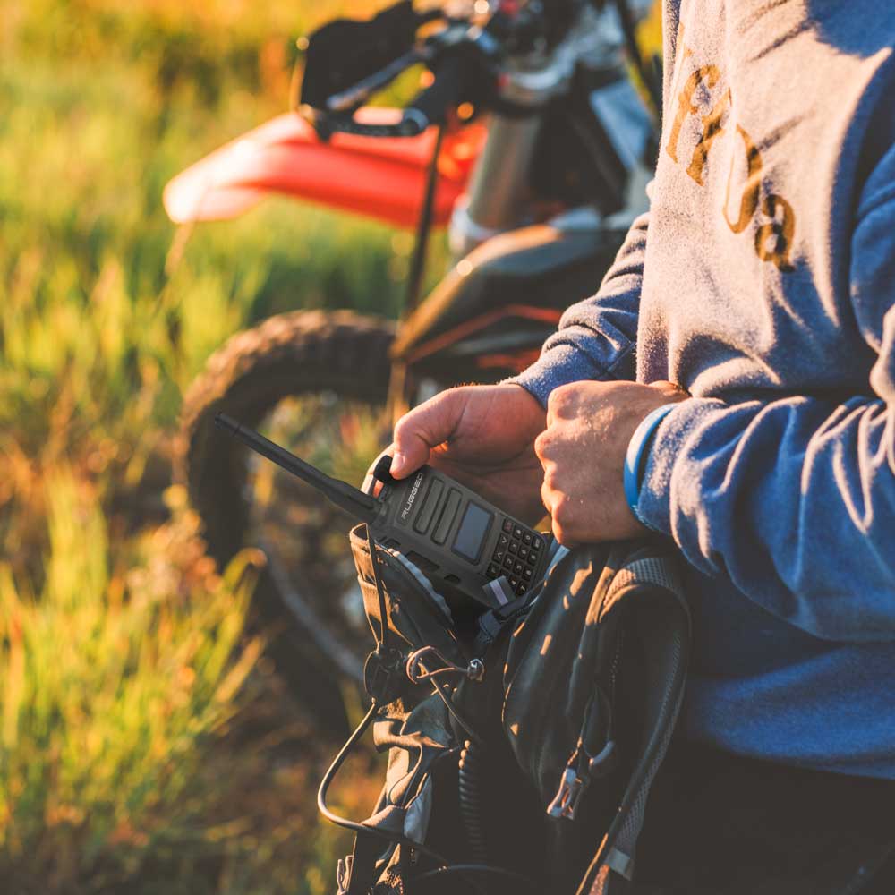 MOTO MAX Kit with Radio, Helmet Kit, Harness, and Handlebar Push-To-Talk