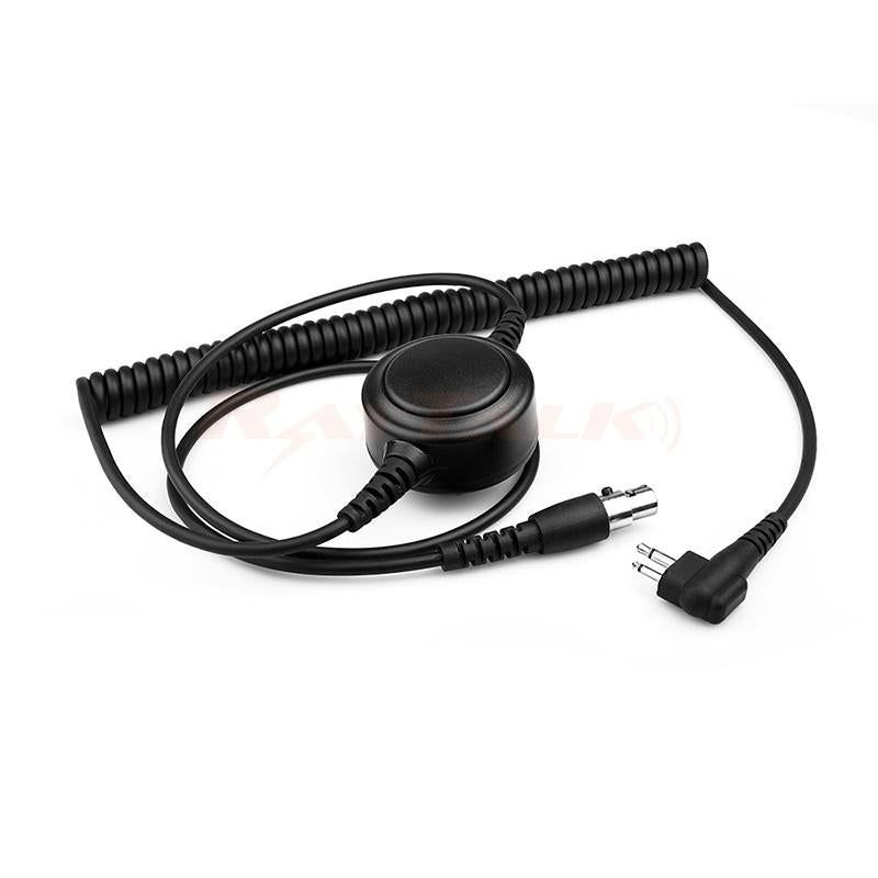 Headset To Radio Coil Cable W/PTT Button Inline