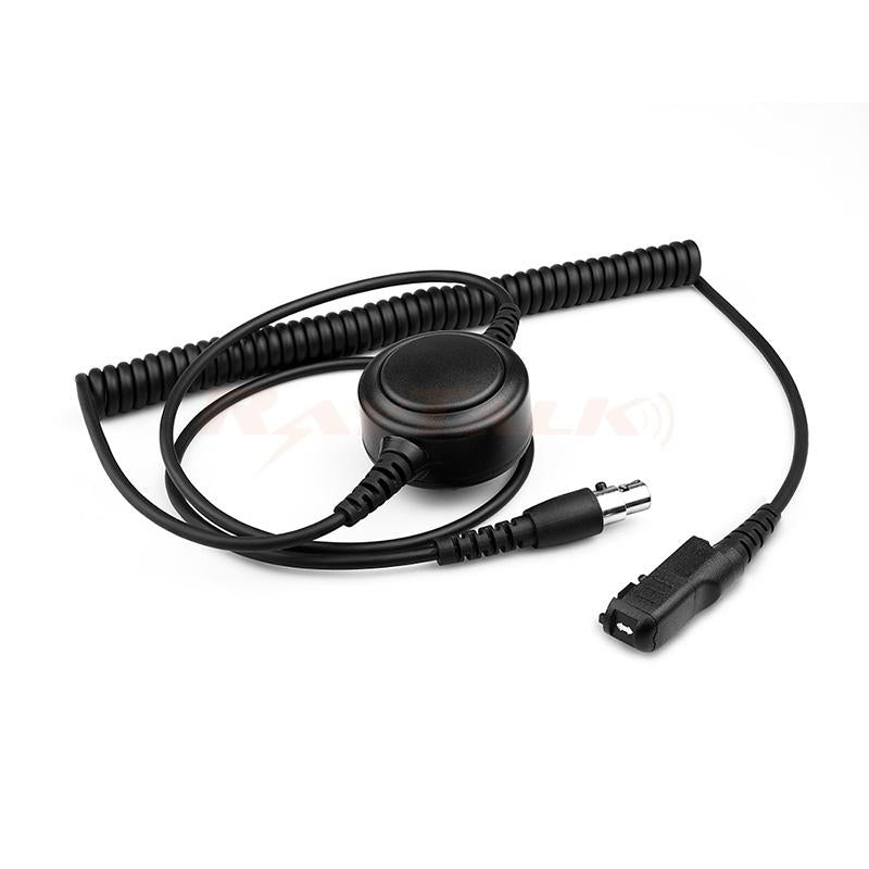 Headset To Radio Coil Cable W/PTT Button Inline
