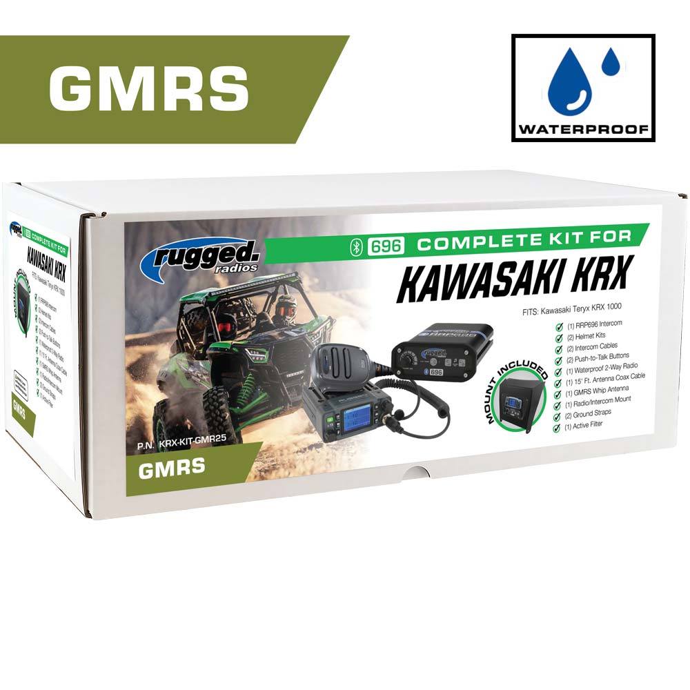 Waterproof GMRS Radio - Kawasaki Teryx KRX 1000 Complete UTV Communication Intercom Kit