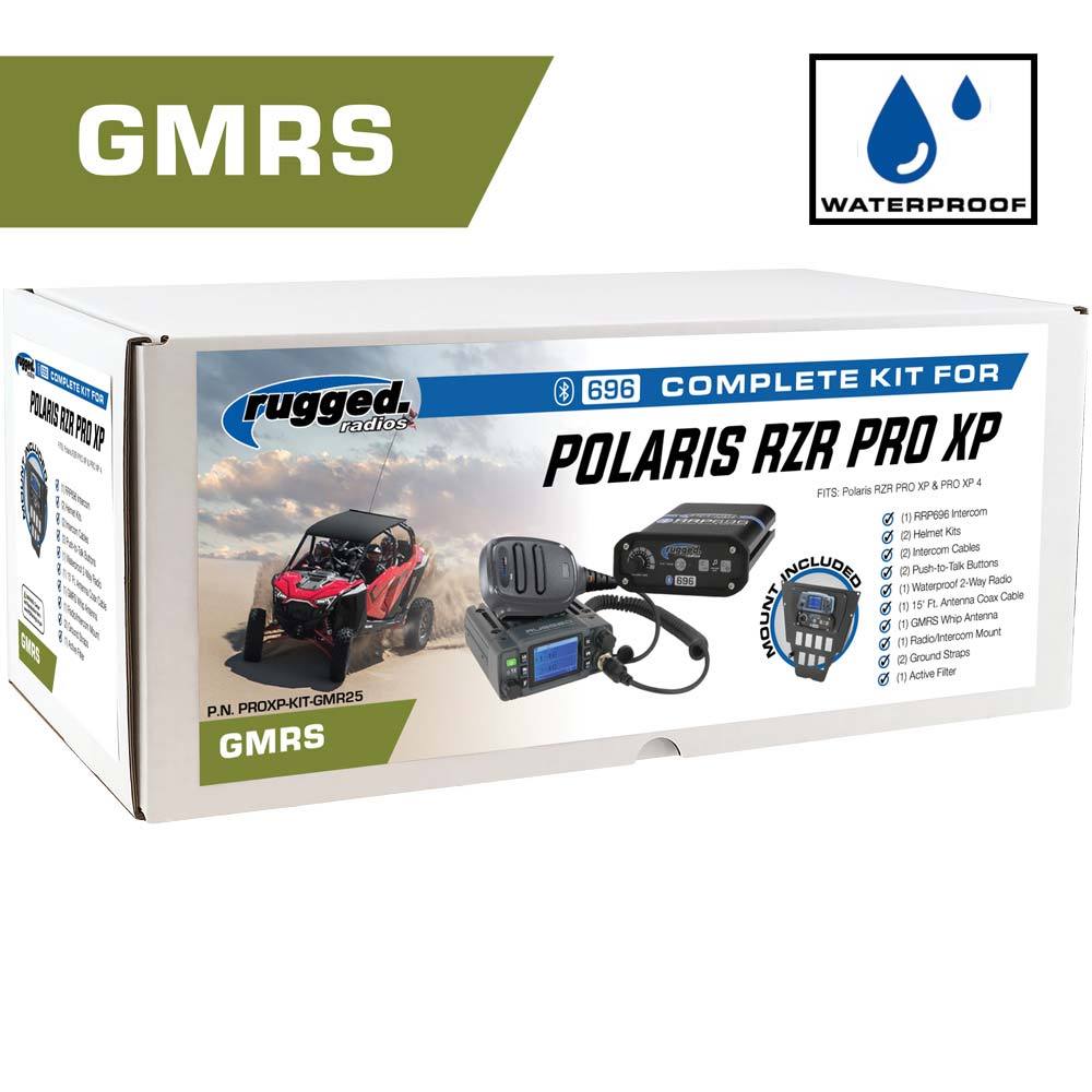Waterproof GMRS Radio - Polaris Pro XP - Pro R Complete UTV Communication Intercom Kit