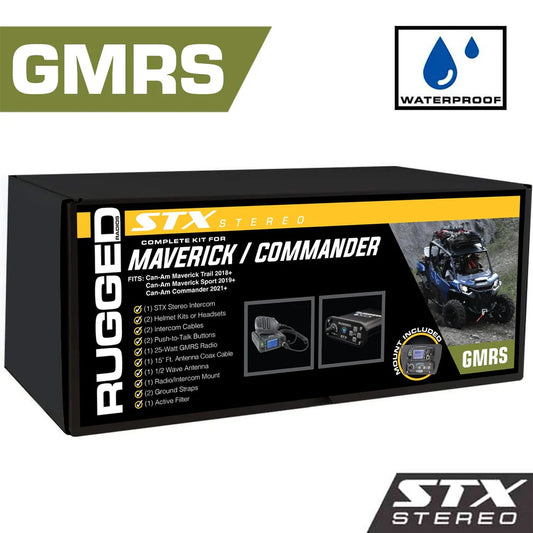 Can-Am Commander and Maverick - Glove Box Mount - STX STEREO with Waterproof 25 Watt GMRS Radio
