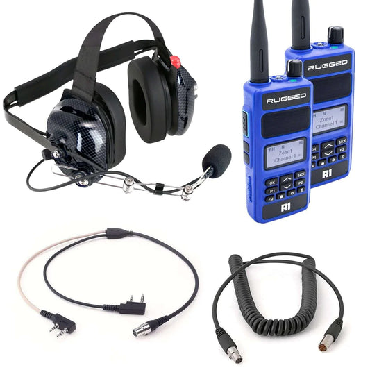 Bundle - DUAL RADIO Spotter Headset Kit with H60 Headset and Rugged R1 Handheld Radios