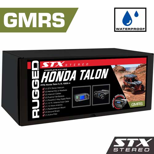 Waterproof GMRS Radio - Honda Talon STX STEREO Complete UTV Communication Intercom Kit