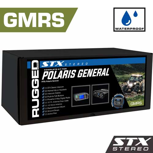 Polaris General - Dash Mount - STX STEREO with Waterproof 25 Watt GMRS Radio