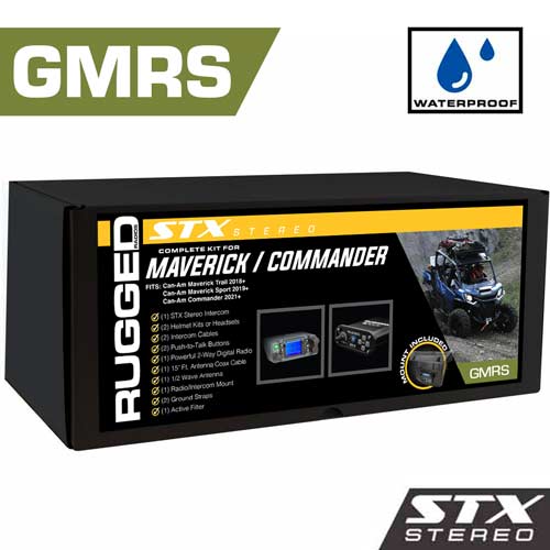 Can-Am Commander and Maverick - Glove Box Mount - STX STEREO with Waterproof 25 Watt GMRS Radio